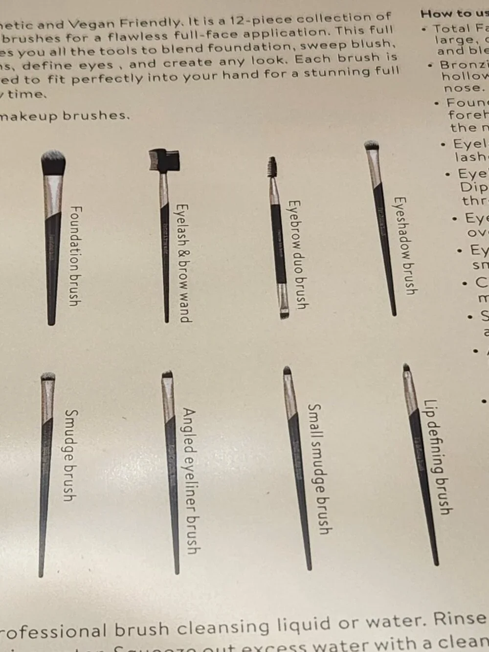 Twelve piece Face & Eye brush collection Vegan NIP